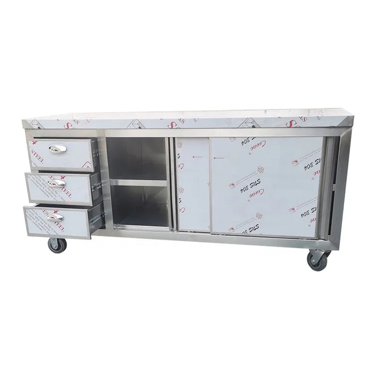 Guanbai Sliding Door Modern Stainless Steel Industrial Commercial Kitchen Cabinet