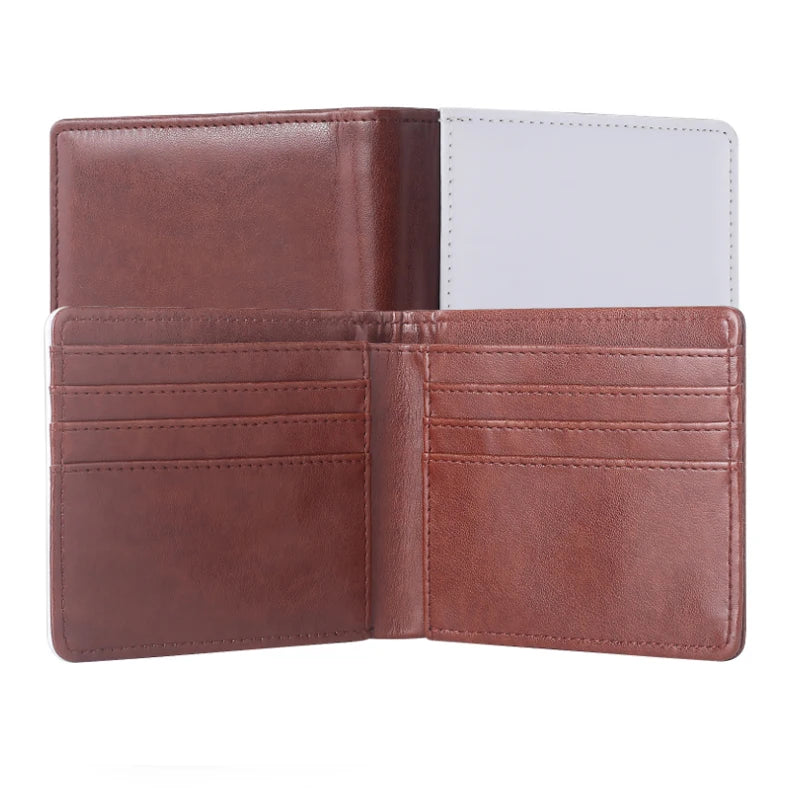 Factory Price Blank Sublimation Bi-fold PU Leather Wallet for Men Diy Printed Card Holder Short Purses