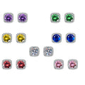 Trendy Colorful Diamond Geometric Wedding Earrings Iced Out Cubic Zirconia CZ Round Stud Earrings 2025 Women Jewelry