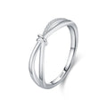 Ailmay Real 925 Sterling Silver Fashion Geometric Cross Line Finger Ring for Women Fashion Original Design Birthday Fine Jewelry