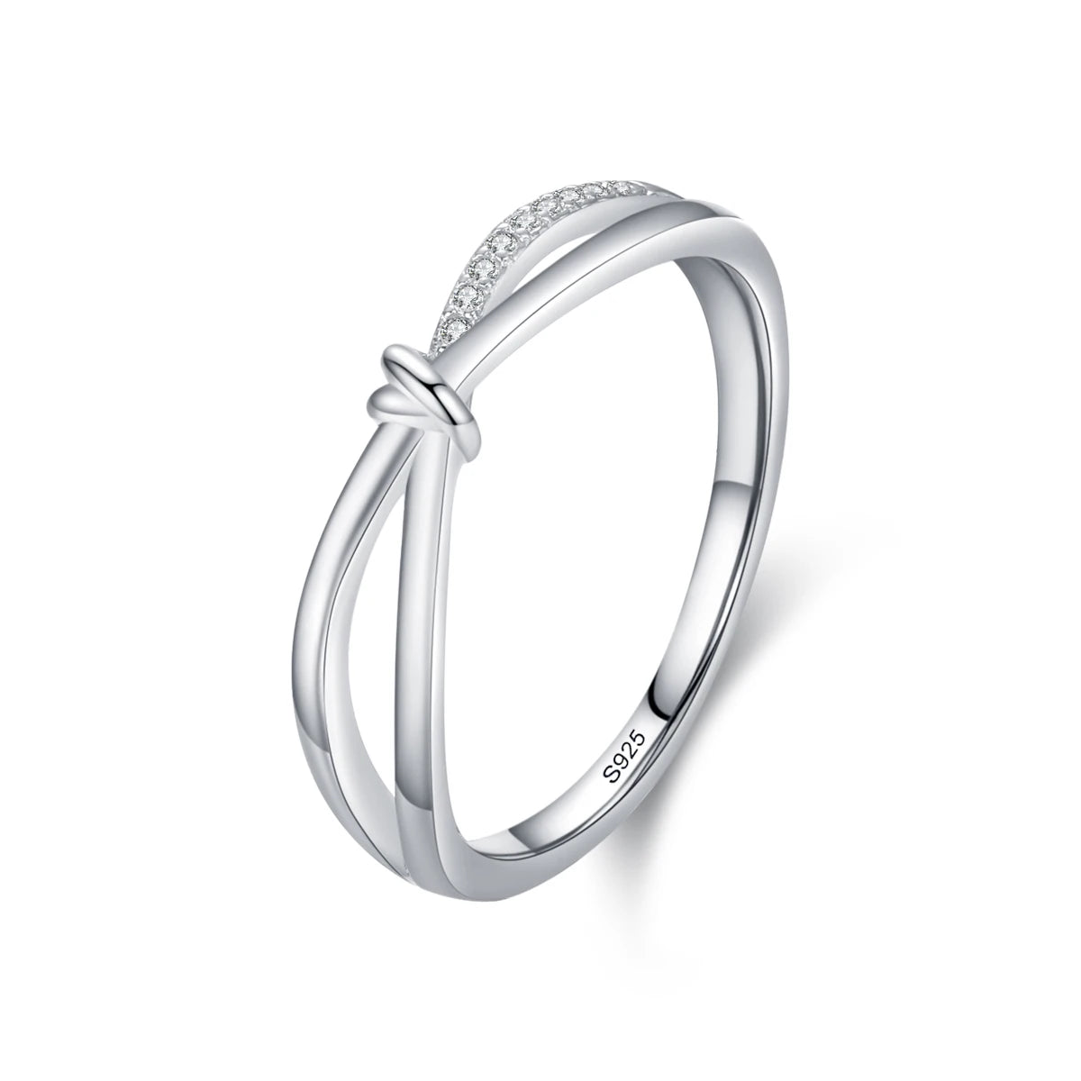 Ailmay Real 925 Sterling Silver Fashion Geometric Cross Line Finger Ring for Women Fashion Original Design Birthday Fine Jewelry