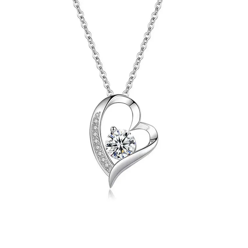 Luxury "Mom" Pendant S925 Silver Necklace Blue Heart Crystal Jewelry Ladies Anniversary Birthday Christmas Mother's Day Gift