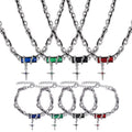 Popular Niche Hip Hop Style Winding Color Zircon Design Feel Cold Wind Simple Titanium Steel Jewelry Set