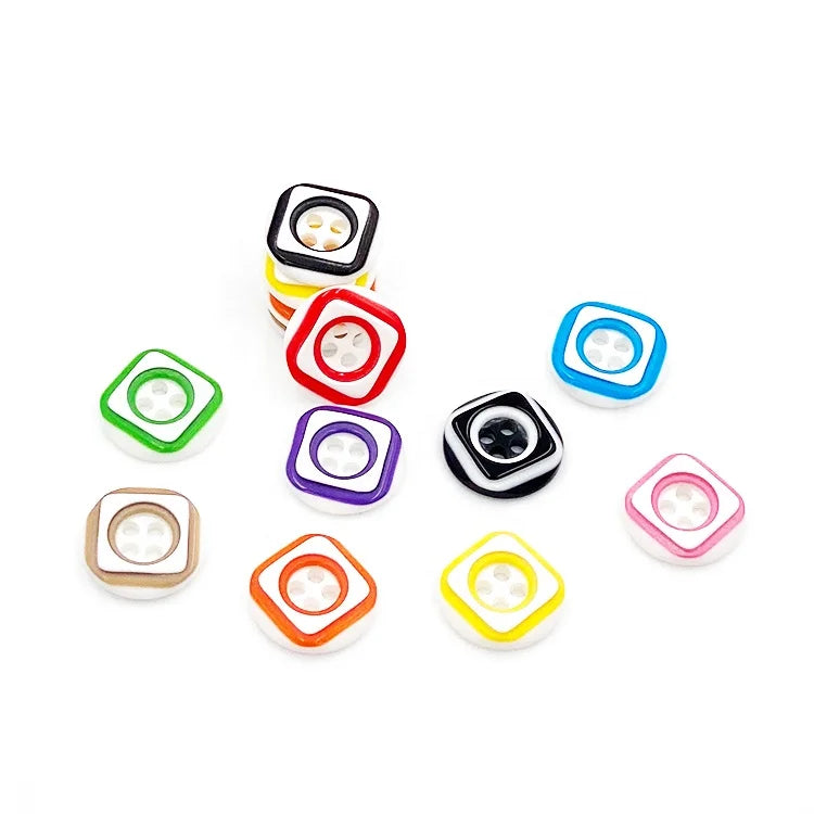 DIY Mixed Color Button Cartoon Wood Round Shape Resin 4 Holes Shirt Sewing Button