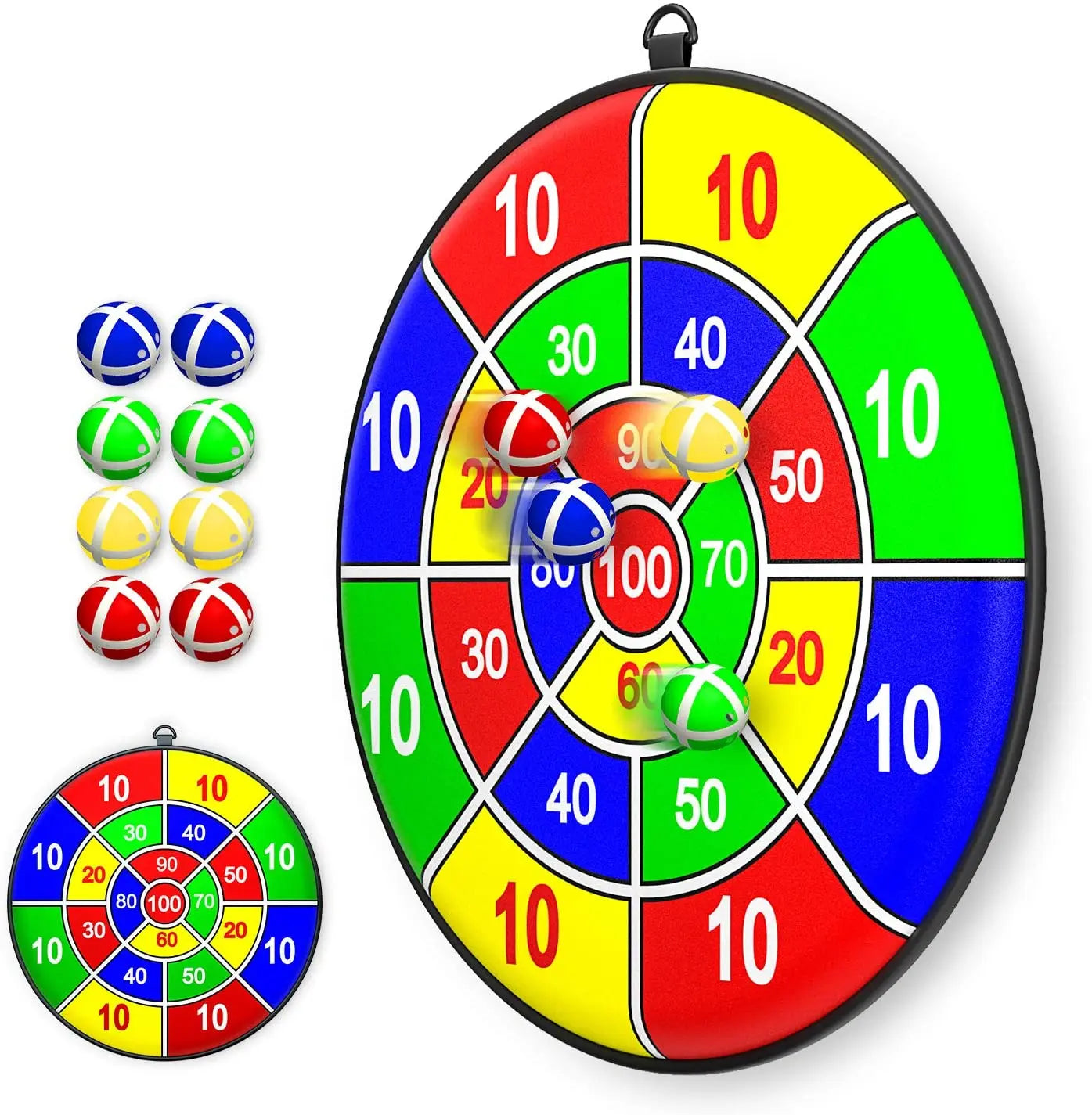 RTS Double-Sided Dart Board with Hook & 9 Sticky Balls Board Games Learning Gifts for 3+-Year-Old Kid