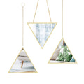 Set 3 Custom Logo Gold Geometric Triangular Wall Hanging Mirrors Industrial Decorative Mirror Wall Decor for Home Framed Plastic