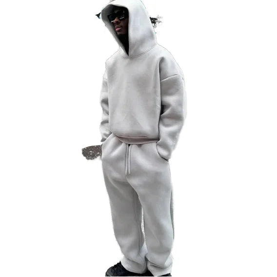 Manufacturer Direct Customisable 500Gsm Heavyweight Hoodie 100% Cotton Oversized Men's Sweatsuit Hip Hop Print Unisex Tracksuit