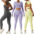 YOKE Women's Yoga Set Breathable Lightweight Four-Way Stretch Plus Size Yoga Top & Leggings Sportswear for Women Yoga Sports