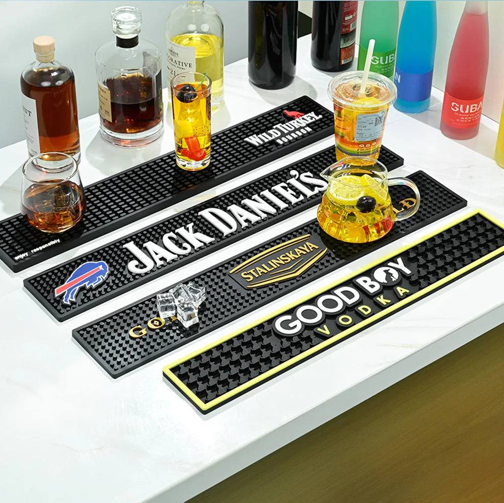 Customizable Soft PVC Rubber Bar Mat Personalized Logo Factory Supplied Beer Accessories for Brand Bar Counter
