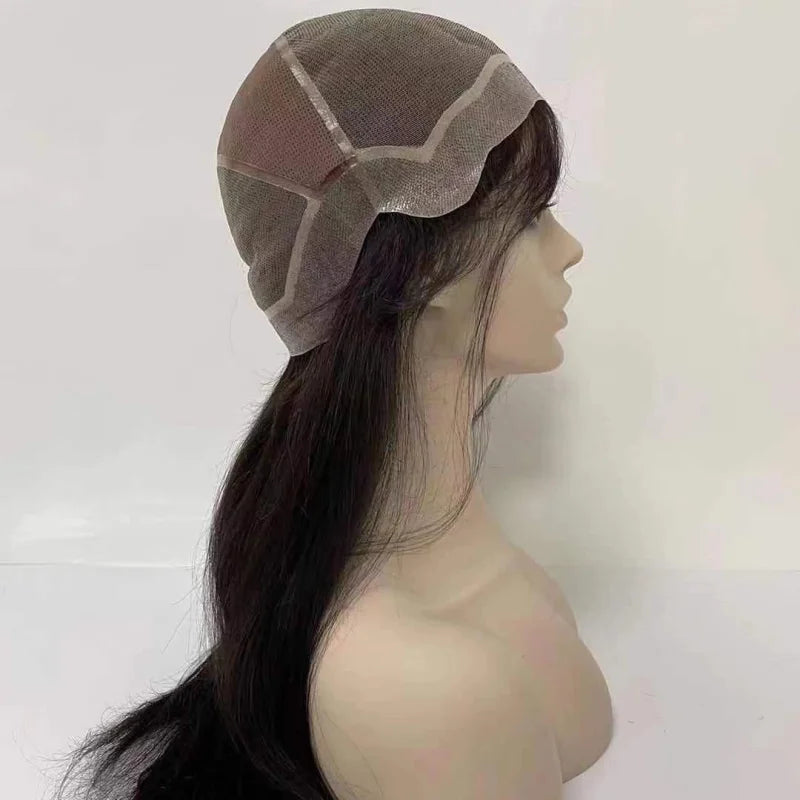 Silky Full Human Hair Chinese Hair for Lace Transparent Natural Look Straight Long 130% Density Wig for Women