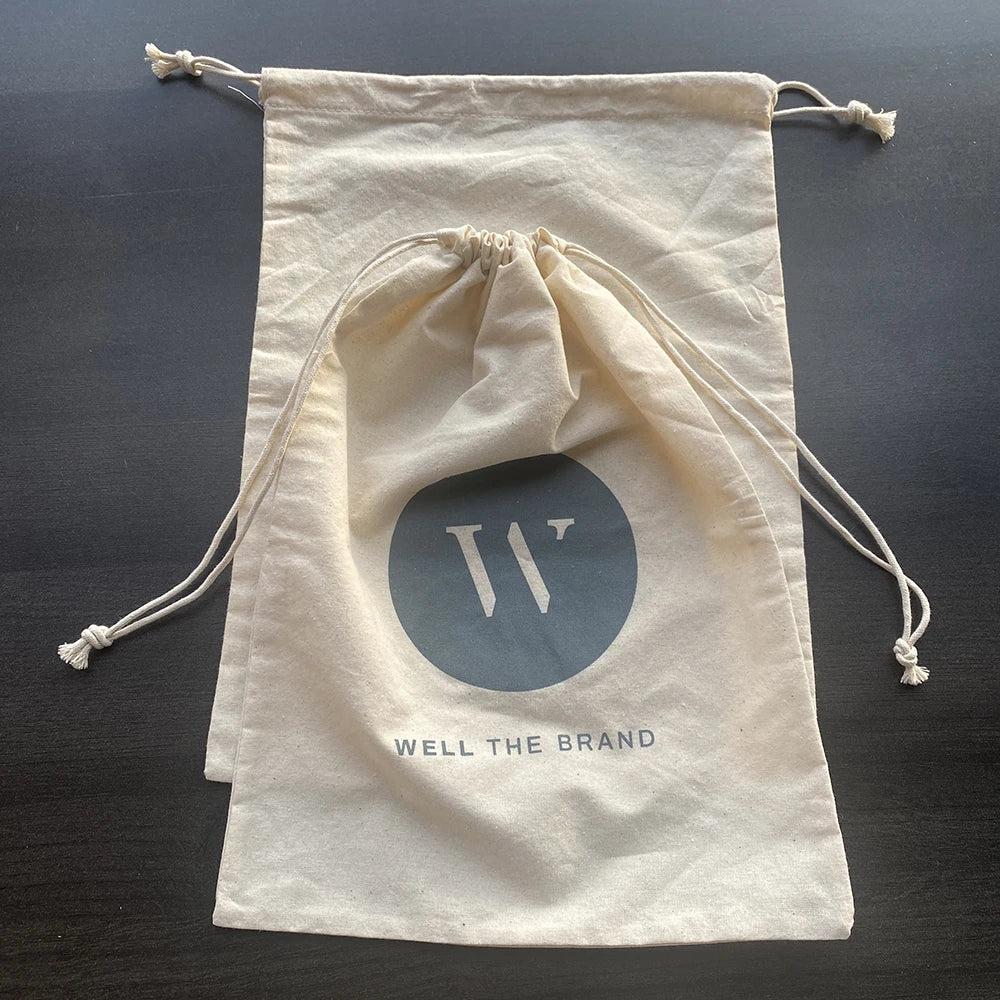 Eco Friendly Cotton Drawstring Gym Gift Pouch Linen String Bags for Yoga Suits