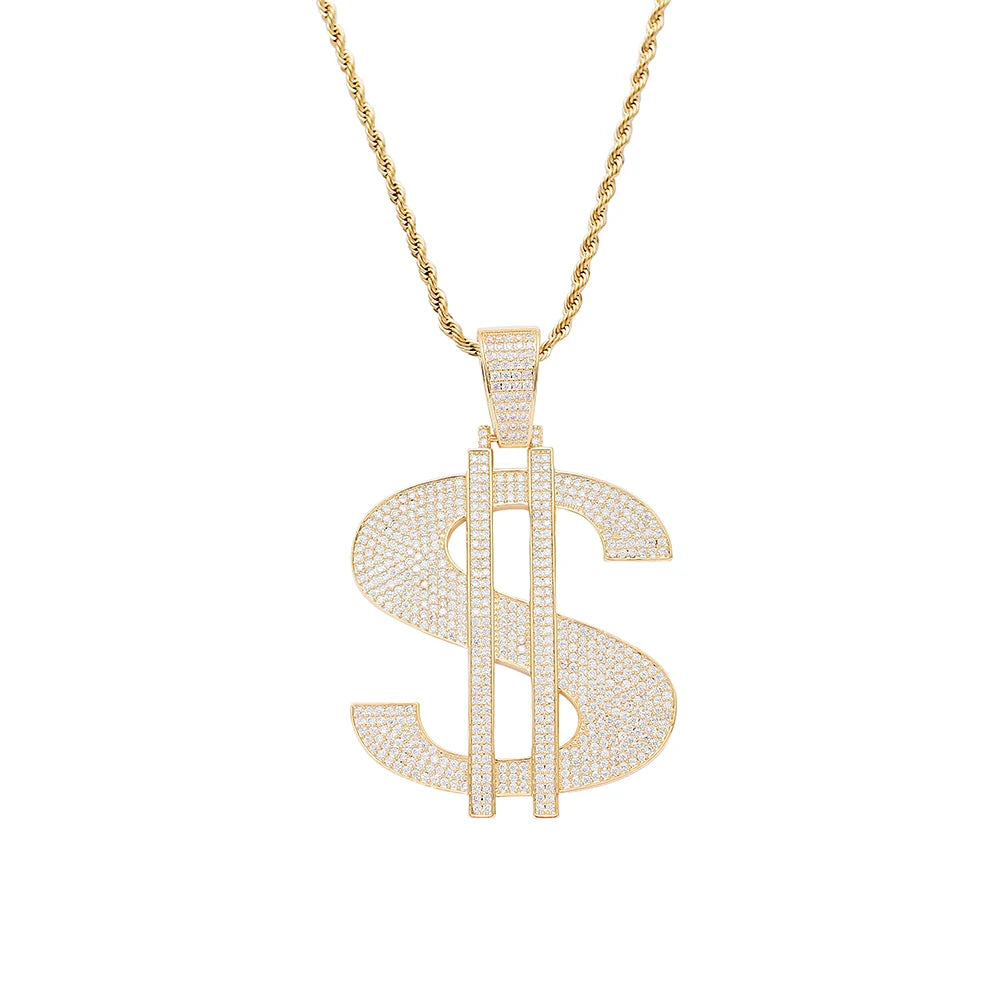 CN239  Brass Cubic Zircon  Large  Pendants  Necklace Men's Hip Hop Necklace Party Jewelry Gift