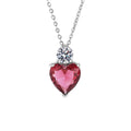 ACME Brass Jewelry Set Heart Pink Gemstone with Top Clear Sparkling Cubic Zirconia Romantic Necklace  Earrings