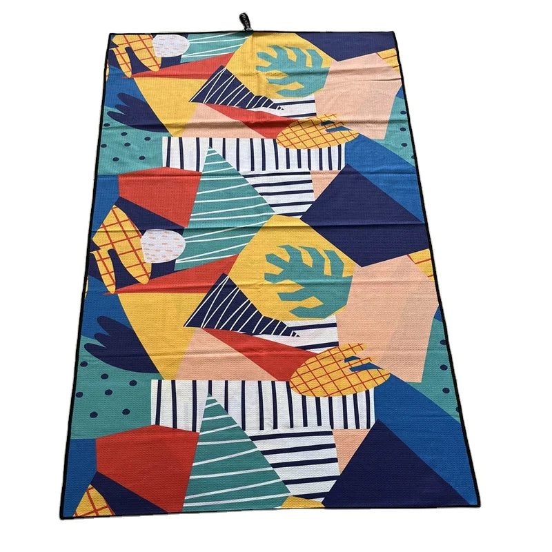 RPET Plastic Bottle Recycled Polyester Fabric Microfiber Waffle Beach Towel Custom Printed Sand Free Beach Towel