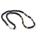 Surfer Men Tribe 6mm Matt Black Volcanic Lava Natural Tiger Eye Beads Stones Jewelry Necklace