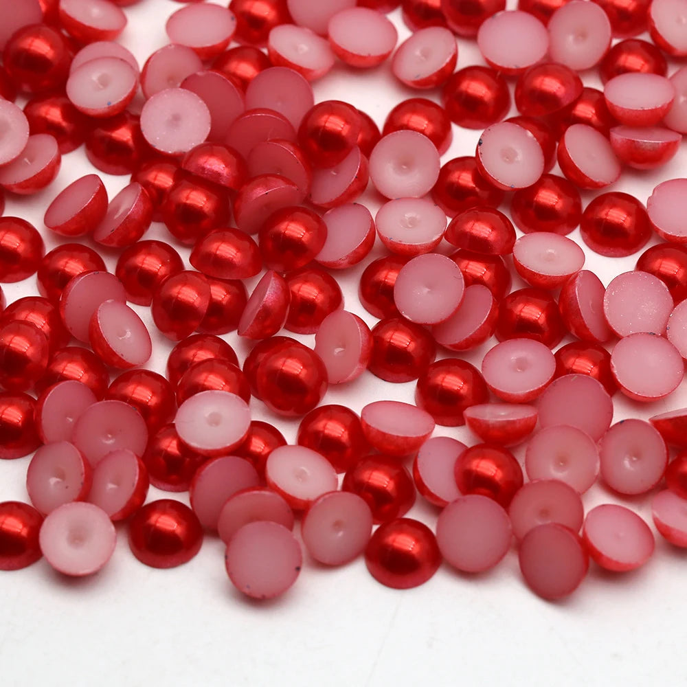 Colorful Flat Back ABS Plastic Pearl Loose Plastic Half Round Pearl Beads for Garment Accessories Craft Art Decoration