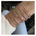 Gold Plated Colorful Tennis Chain Bracelet Copper Zircon Rhinestone Bangles