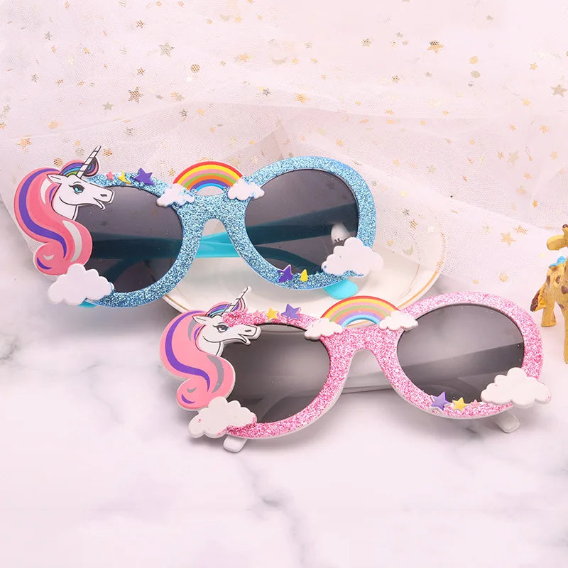 Pafu Unicorn Party Decoration Funny Shiny Glasses Birthday Wedding Fancy Dress Costume Party Rainbow Unicorn Glitter Sunglasses
