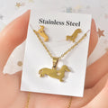 Card Necklace Earrings Stainless Steel Fashion Simple Cross Pendant Necklace  Jewelry Set  Non Tarnish Gold Jewelry