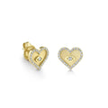 LOZRUNVE 925 Sterling Silver Pave Shinning CZ Heart Marquise Evil Eye Stud Earring 14k 18k Gold Plated
