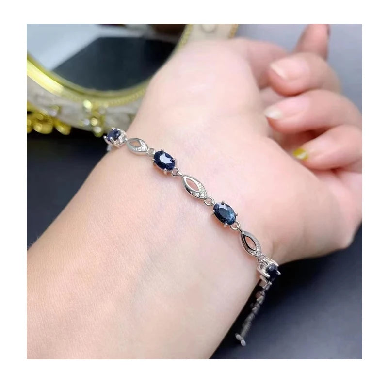 Hot Selling 925 Sterling Silver Bracelet Natural Sapphire Branded Gold Rhodium Plating Classic Style for Women for Gifts Parties