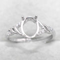 Sterling Silver 7*9mm Semi Mount Ring Empty Frame Blank Support Claw Setting S925 Base Holder Without Center Stone for DIY Inlay