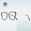 Teenyoun Factory Newest Cat Eye Anti Blue Light Metal Glasses Personality Inlaid Diamond Frame Flat Glasses for Men and Women