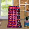 2PLY Purple Colors Super Soft Southwest Native Patterns Flannel Blanket for Winter Reversible