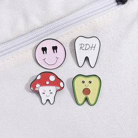 Avocado Mushroom Metal Tooth Pin Dentist Brooch Dental Hygienist Graduation Gift Medical Care Enamel Lapel Pin Medical Jewelry