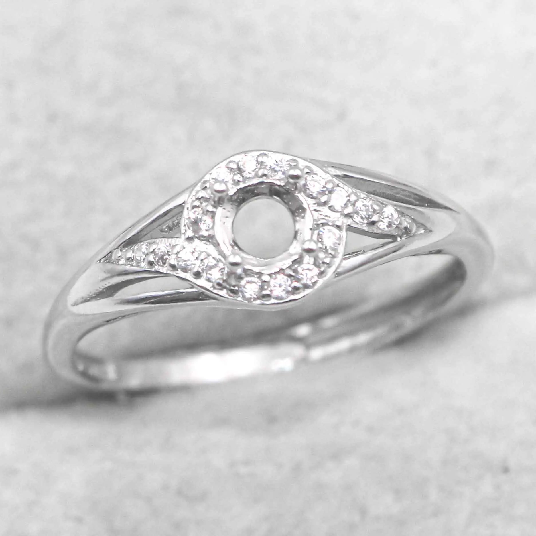 Sterling Silver 4*4mm Semi Mount Ring Empty Frame Blank Support Claw Setting S925 Base Holder Without Center Stone for DIY Inlay