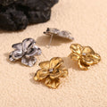 Designer Stainless Steel Earrings Women 18K Gold Plated French Niche Big Flower Earrings