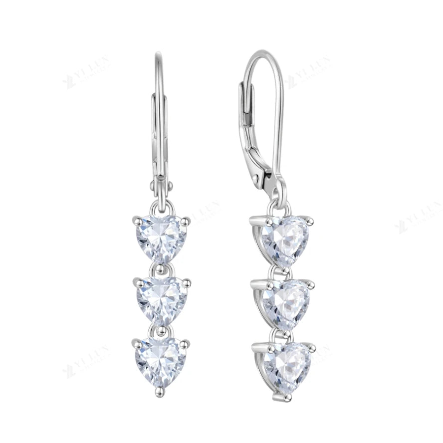 YILUN Fashion Latest Design 925 Drop Earrings Popular Creative Heart CZ Diamond Sterling Silver Dangle Fine Jewelry Earrings
