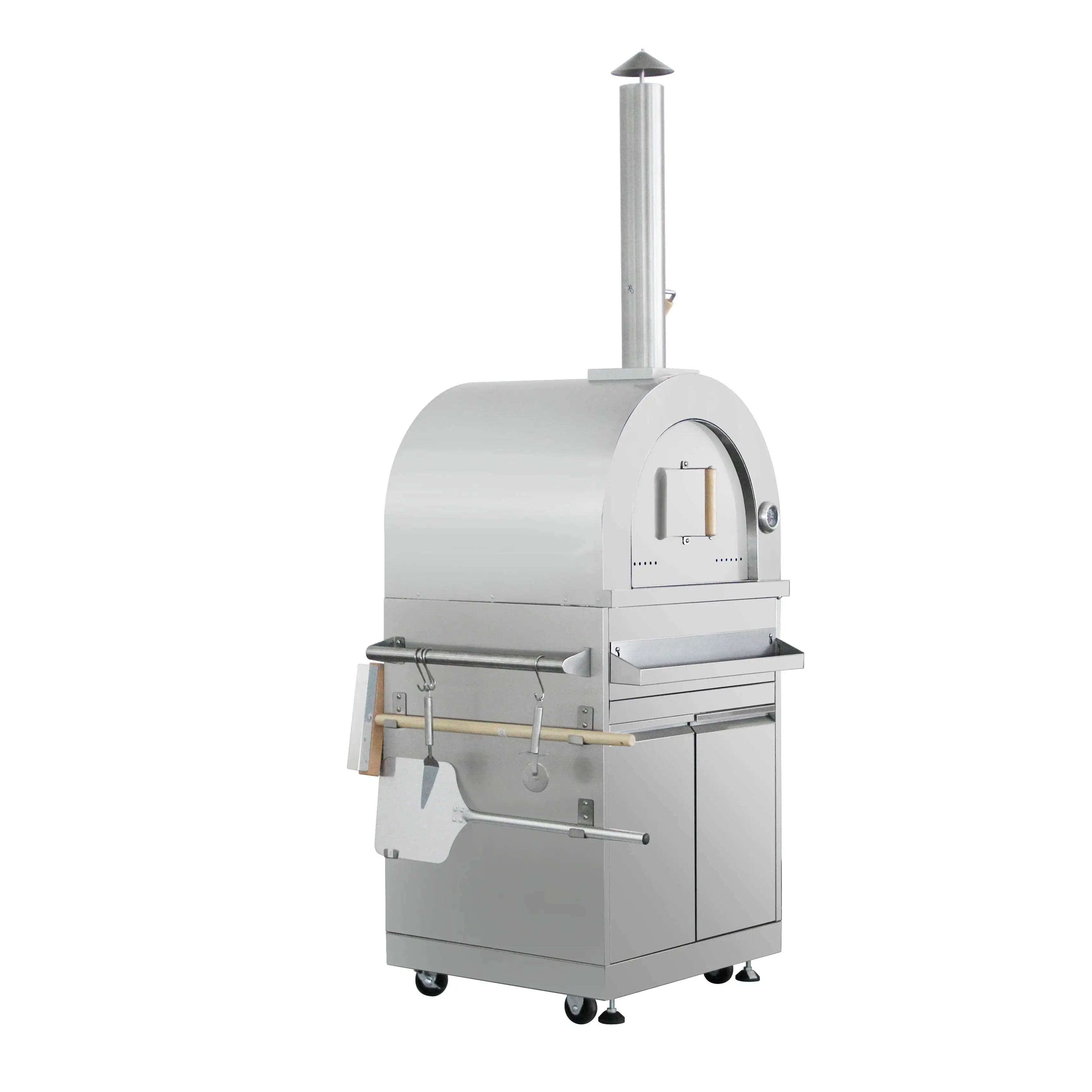 Commercial-Grade 23.6x21" Premium Pizza Oven 2-Door Cabinet with Stainless Steel Frame