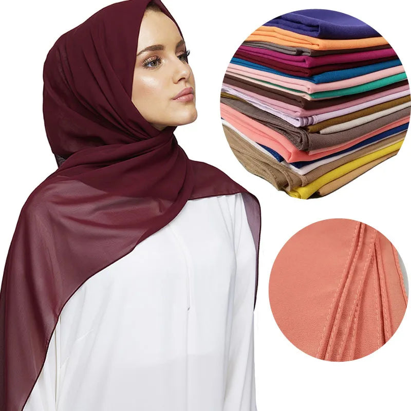 Hotselling Smooth Soft Scarves Light Weight Casual Veil Muslim Women Cheaper Chiffon Hijab