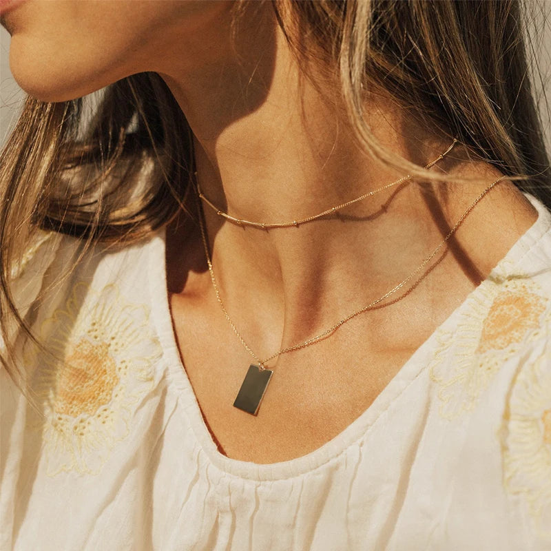 EManco Double Cascade Necklace Female Trend Spring and Summer Collarbone Chain 2021 New 316L Titanium Steel Pendant