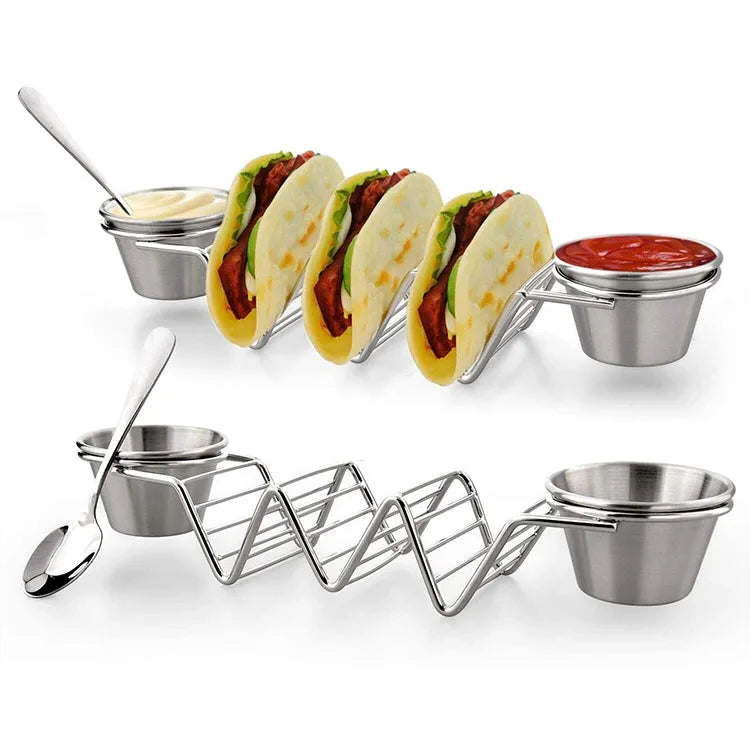 Wholesale Mexican Upgrade Pancake Shell Stand up Holders with Sauce Cup Set