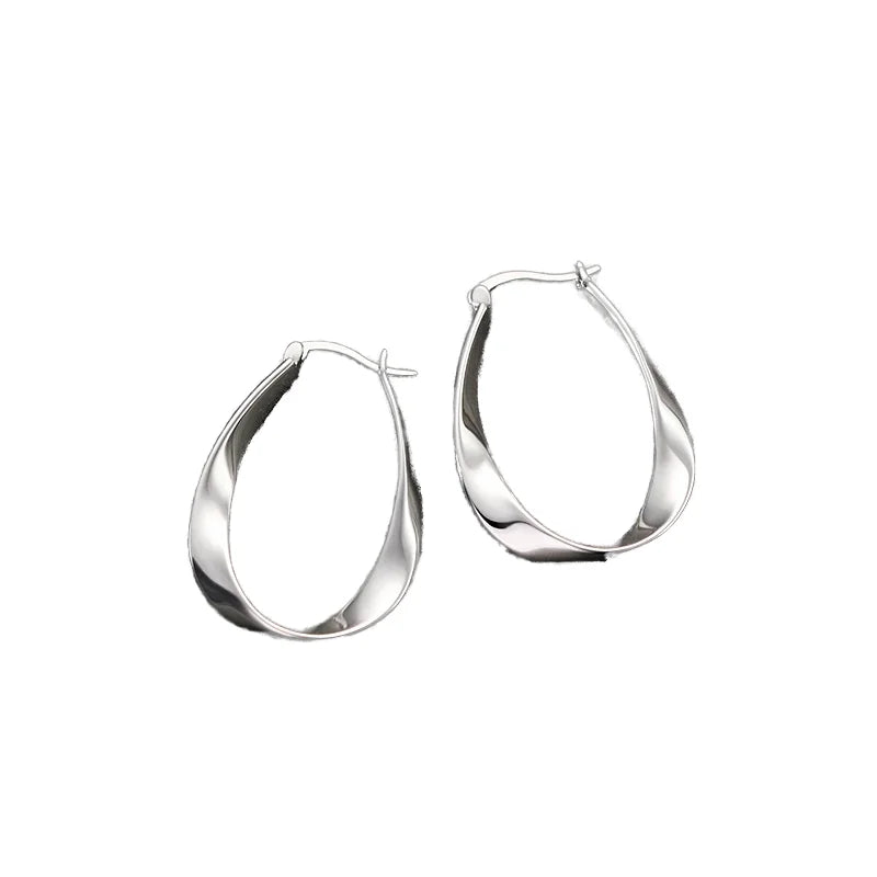 2025 New Advanced Female Mobius Earrings 925 Sterling Silver Needle Small Hoop Design Gift MegaBDM