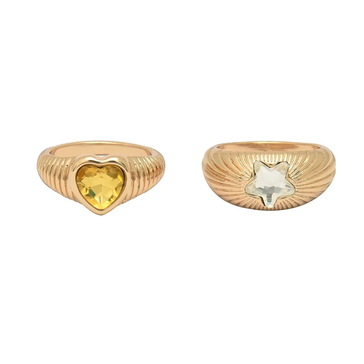 2026jewelry Supplier New Fashion Vintage Classic Alloy Gold Plated Star Heart Crystal Ring Set for Women Luxury Designer Jewelry