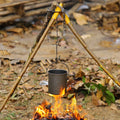 Titanium Adjustable Tripod Hanging Chain Outdoor Camping Campfire Pot Kettle Cup Holder Cooking Kit