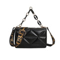 Women Shoulder Bag Chain Small Square Bag Wide Strap Ladies Flap Bag Fashion Casual  Solid Color Portable Crossbody Handbags