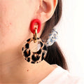 Factory Acrylic Jewelry Exaggerated Geometric Circle Pendant Earrings Temperament Black White Leopard Earrings Gifts for Women