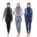 2022 Modest Women's Full Cover Muslim Swimwear 3PCS Floral Plus Size Islamic Sports Swimsuit Beachwear Hijab Long Sleeve Burkini