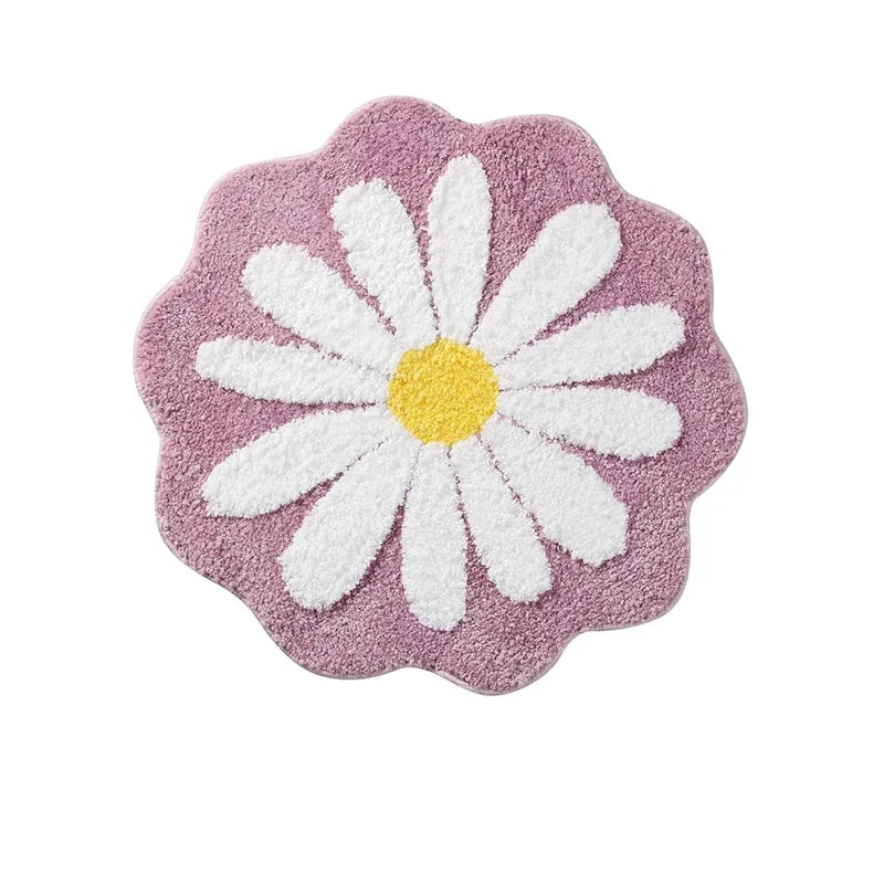 Plant Petal Tufted Water Absorbent Non-slip Bathroom Mat Entry Door Living Room Dirt-resistant Floor Mats