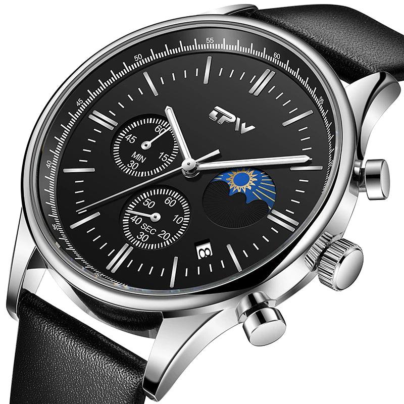 Hot Sale High Performance Black Leather Quartz Men Watch Wholesale