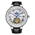 HANBORO Men's Automatic Mechanical Watch Skeletonized Flower Balance Wheel Spaceballs Diamond Bezel Glass Pointer Personalized