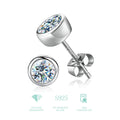 GRA  0.5 1 CT Moissanite Diamond Round Stud Earring for Women 925 Sterling Silver Solitaire Wedding Luxury Fine Jewelry Set