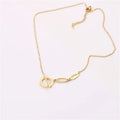 Women Minimalist Stainless Steel Geometric Link Circle Pendant Necklace