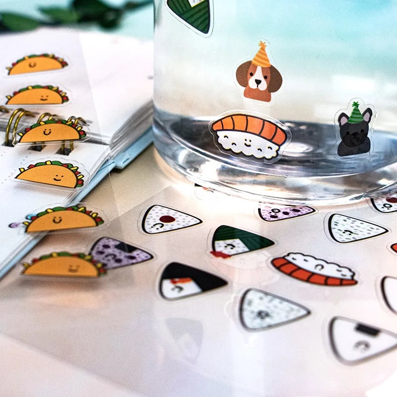 Custom Waterproof Cute Cartoon Self Adhesive Vinyl Logo Transparent Kiss Cut Sticker Sheets