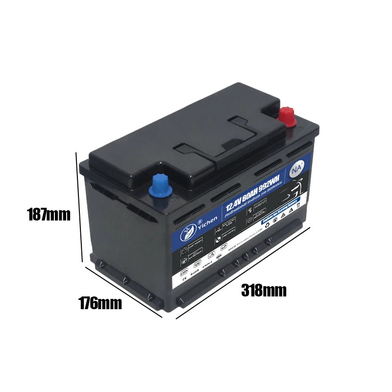Long Life YICHEN YCST-NA1280-S Automotive Starting Rechargeable 12V 80Ah Sodium-ion Battery 1700CCA 992Wh -40~90 5 Year