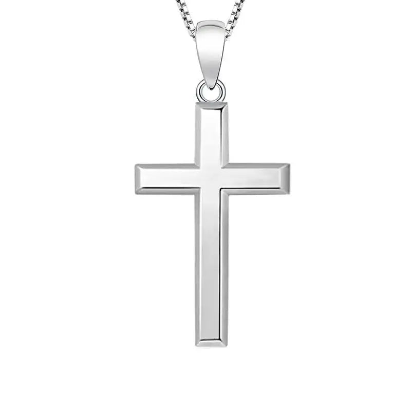 Free Sample Women Girls Unisex Gifts Cross Necklace Sterling Silver Religious Cross Pendant Necklace Birthday Christmas Jewelry